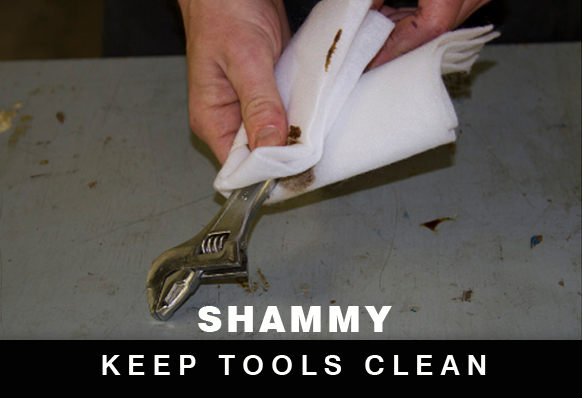 shammy cleans tools